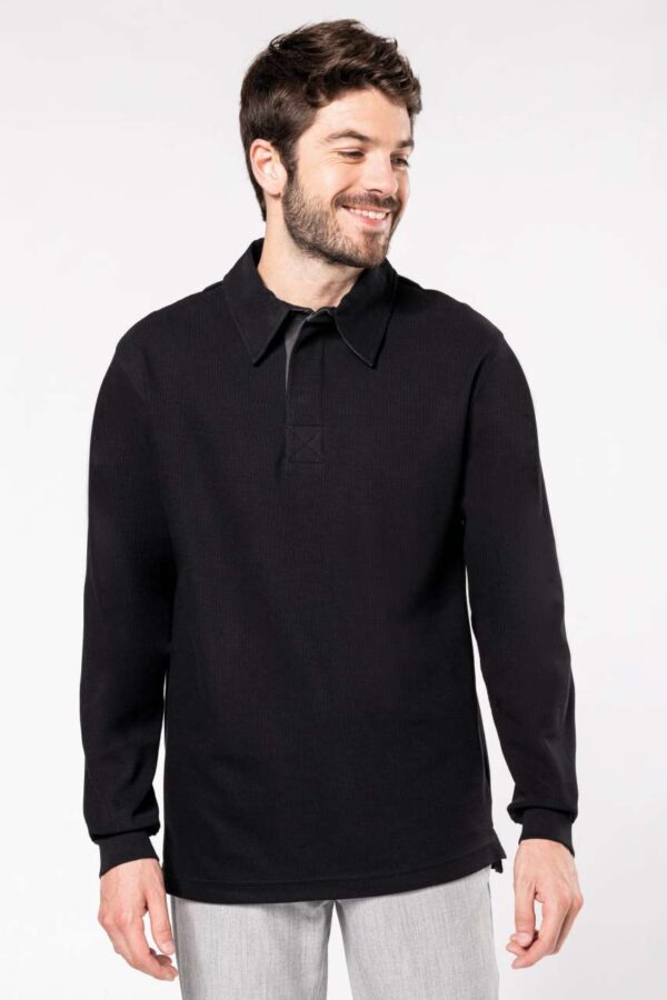 FRENCH RIB - LONG-SLEEVED RIBBED POLO SHIRT