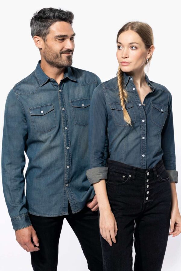 LADIES' LONG-SLEEVED DENIM SHIRT
