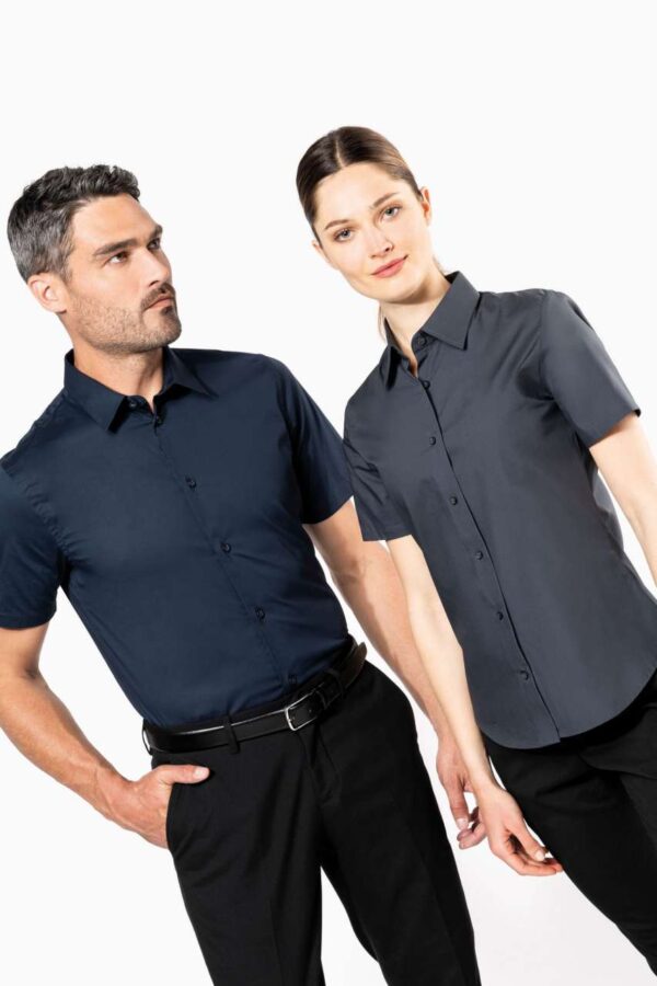 LADIES' SHORT-SLEEVED COTTON/ELASTANE SHIRT